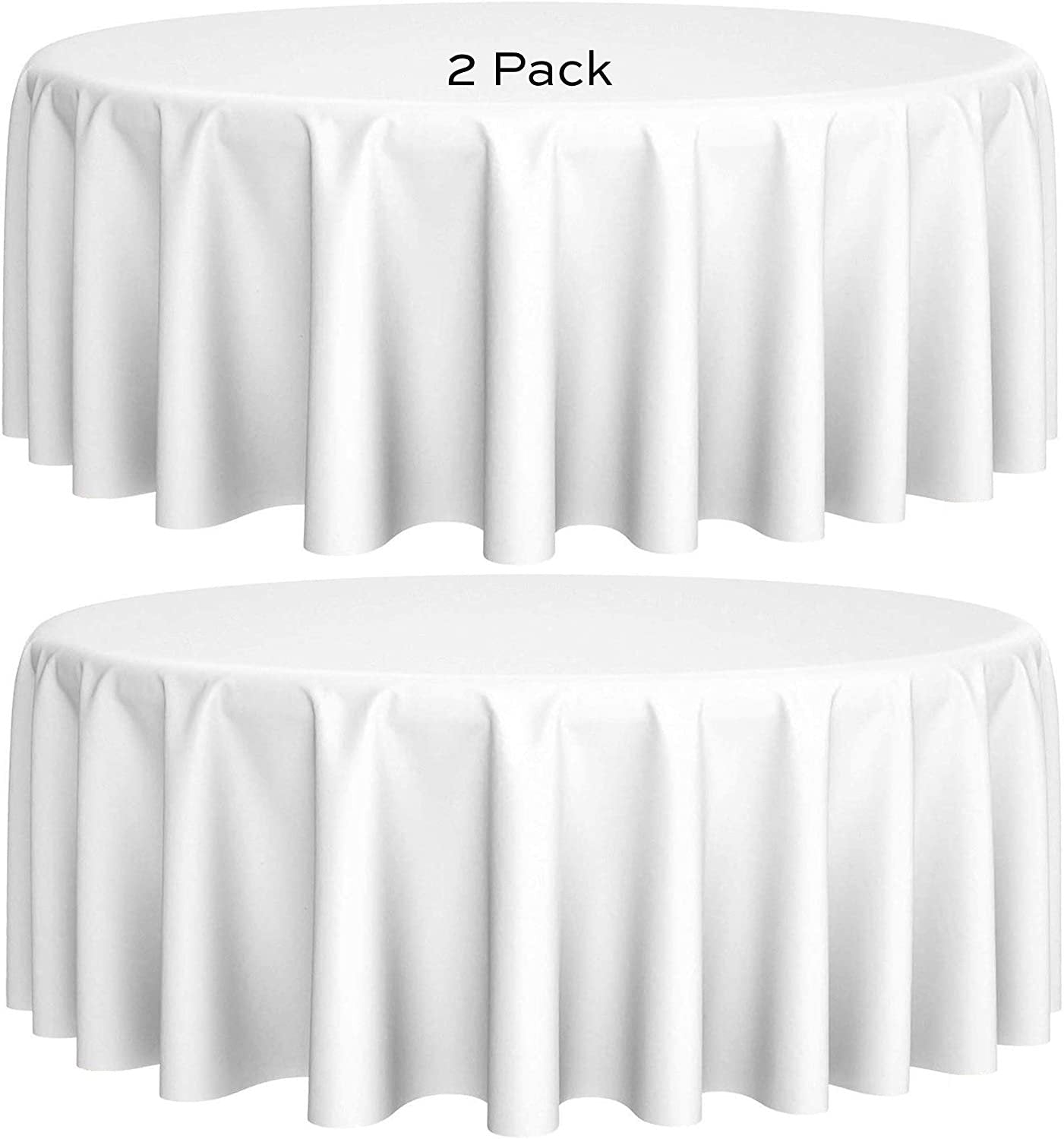 [2 Pack] 90" Round Premium Tablecloths for Wedding | Banquet | Restaurant | Washable Fabric Table Cloth | White