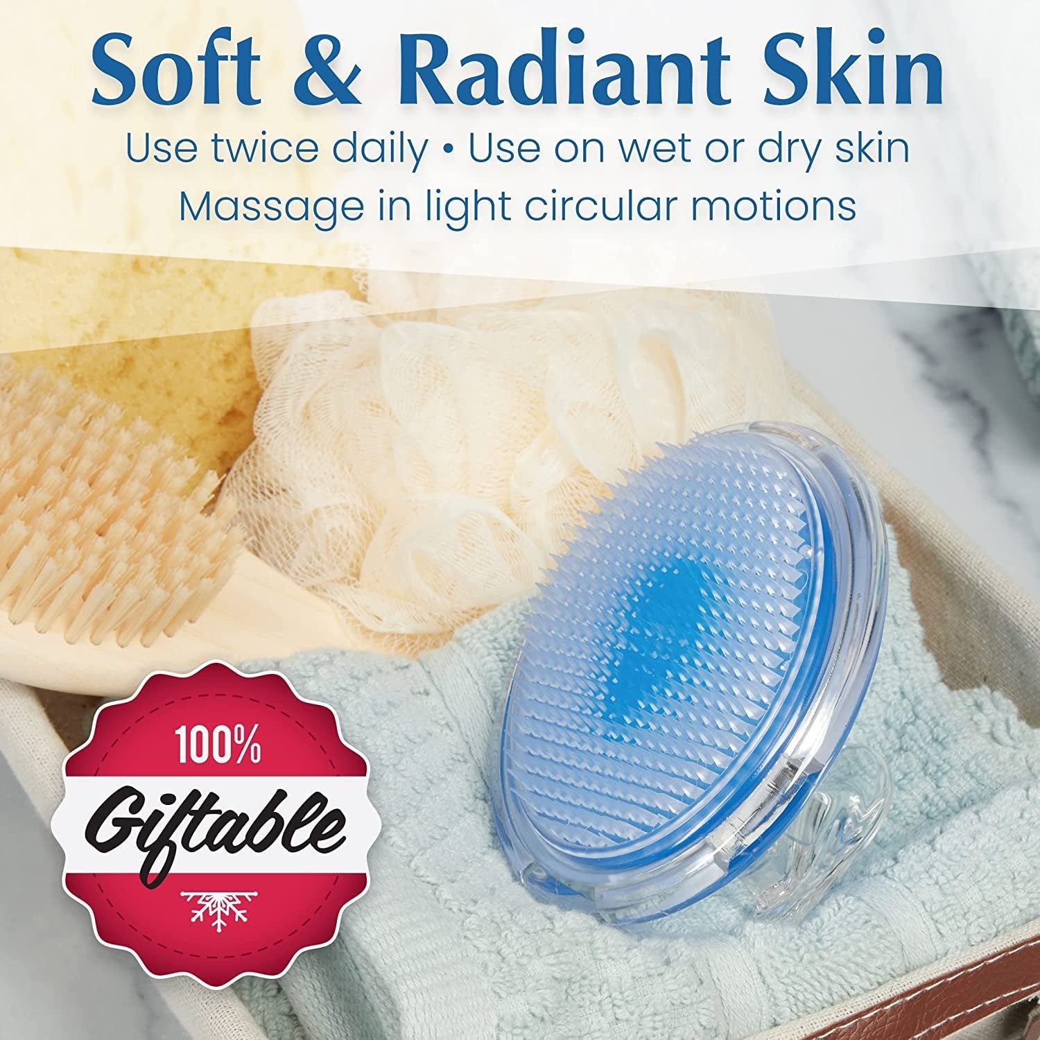 Dylonic Exfoliating Body Scrub Razor Bump Brush + Ingrown Hair Pads - 2pk Orange/Blue, Red, After Waxing Skin Care for Shaving Irritation, Strawberry Legs, Armpit, Bikini