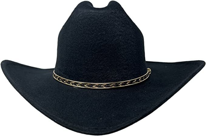 Western Express Black Faux Felt Cowboy Hat - Size 7 3/8 - Wide Brim