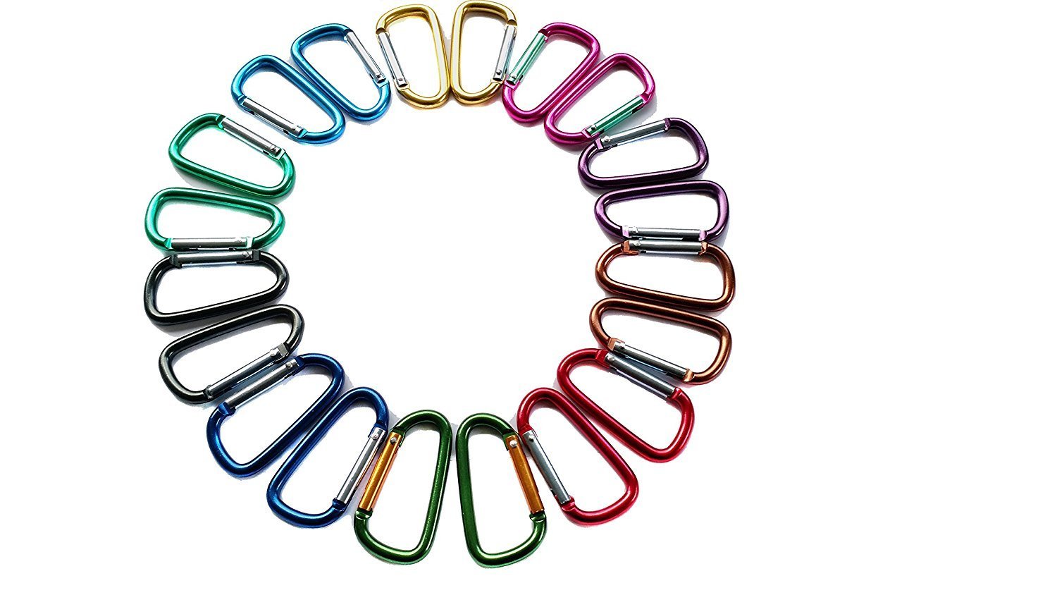 20 Pack 2/5cm Carabiner Multi-color D Shape for Home, RV, Camping, Fishing, Hiking