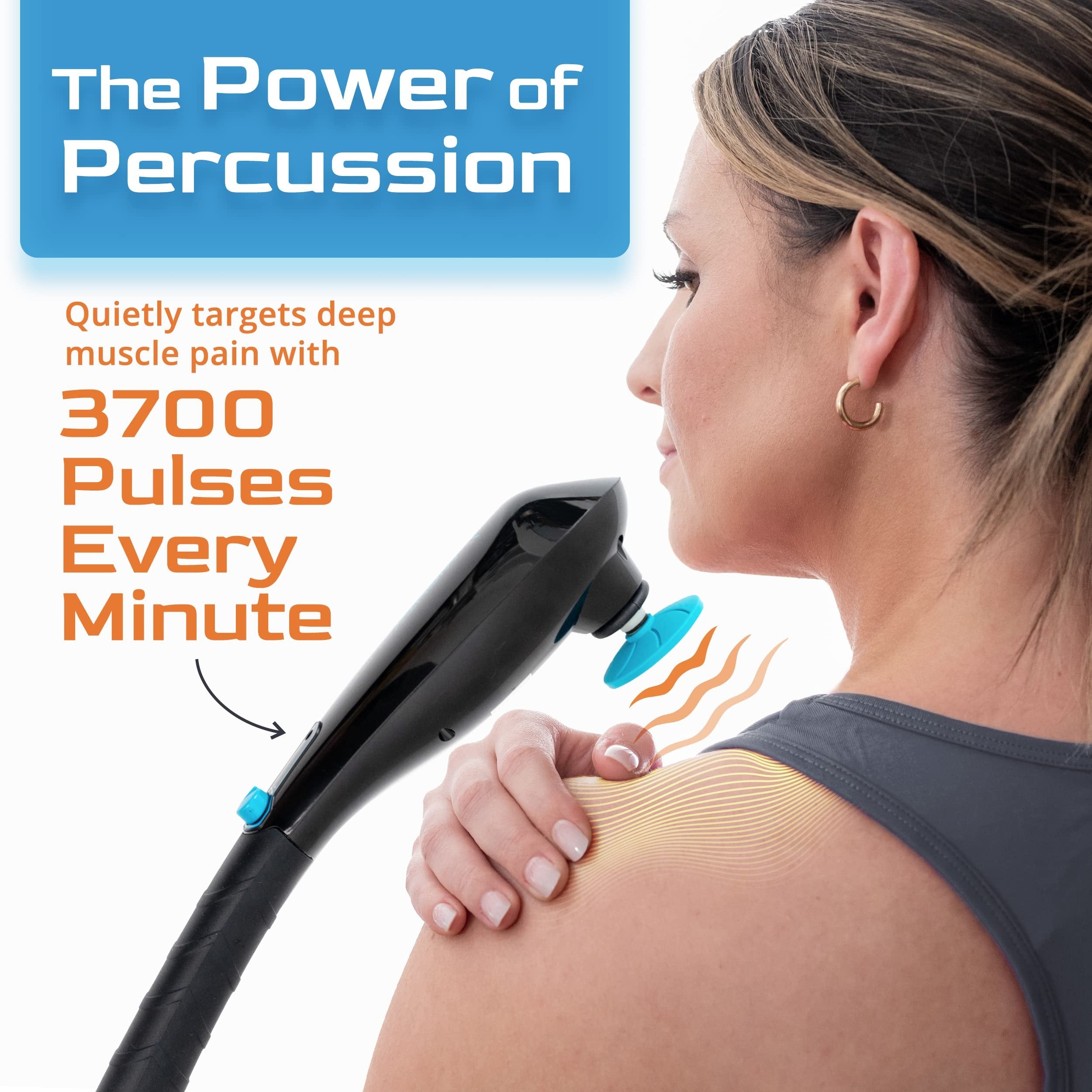 Mighty Bliss Cordless Deep Tissue Massager - Blue, Handheld Percussion Machine for Full Body Pain Relief, 1 Count (Pack of 1)