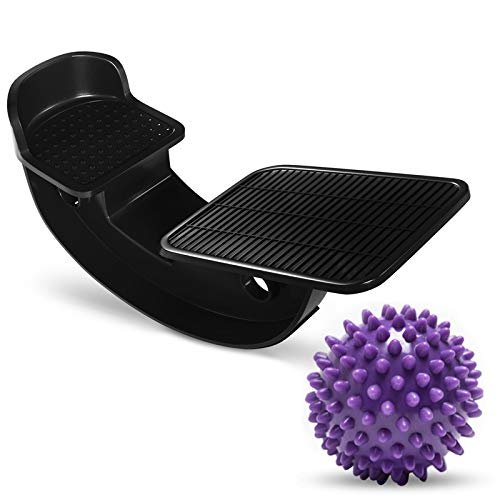 ProHeal Foot Rocker Calf Stretcher with Spiked Ball Massager - for Plantar Fasciitis, Achilles Tendonitis - Calf, Foot, Heel, and Ankle Stretcher - Lower Leg Pain Relief - Black with Purple Ball