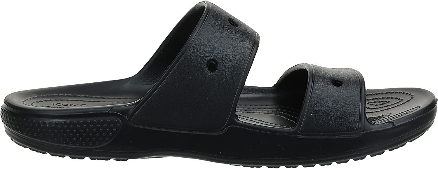 Crocs Unisex Classic Two-Strap Slide Sandals, Black, 10 US Men