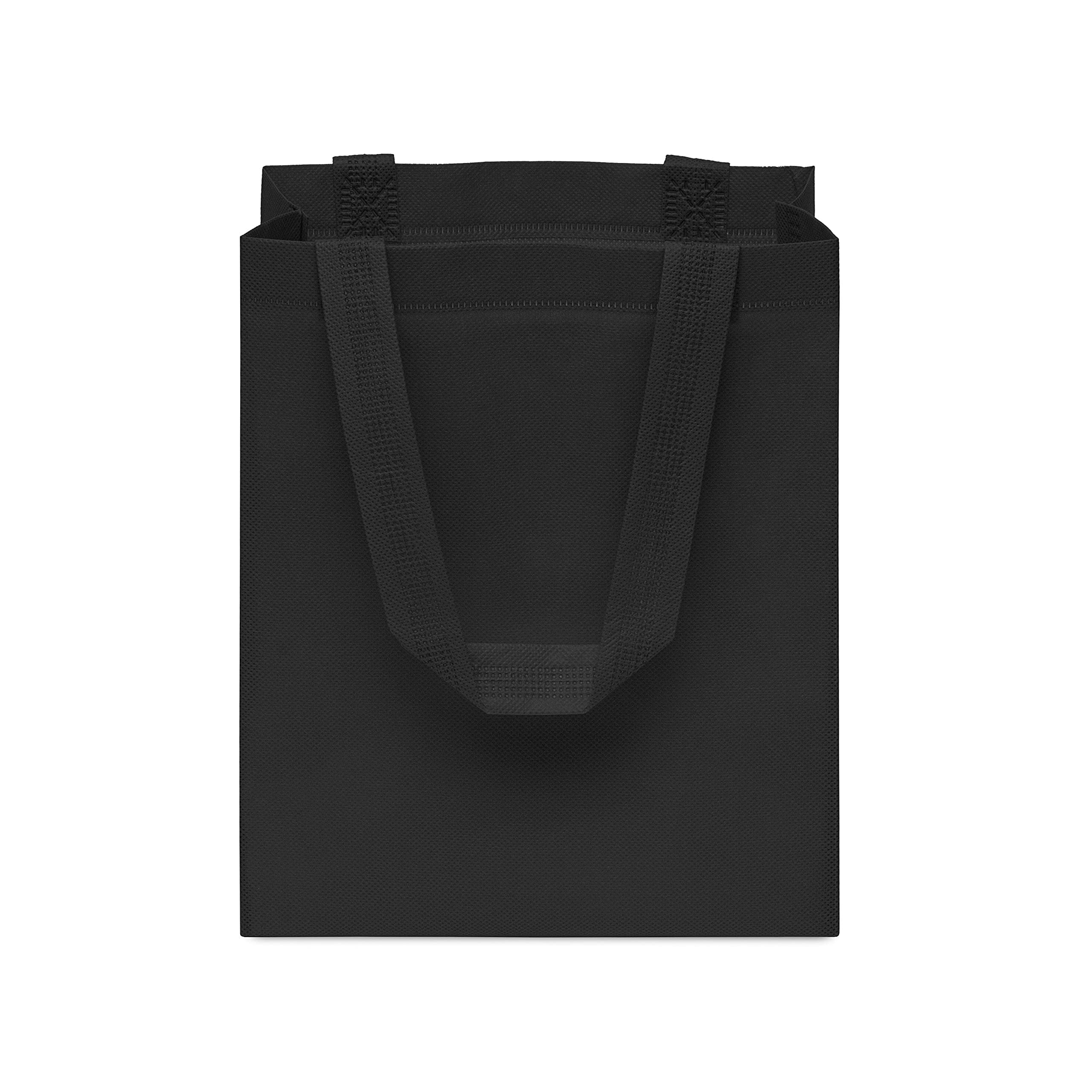 ZENPAC 8x4x10 Black Eco-Friendly Reusable Gift Bags - 12 Pack with Handles for Shopping, Events, Parties and More