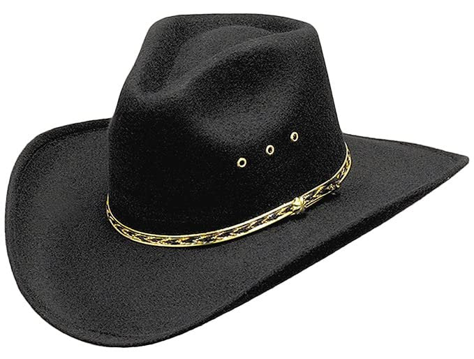 Western Express Black Faux Felt Cowboy Hat - Size 7 3/8 - Wide Brim