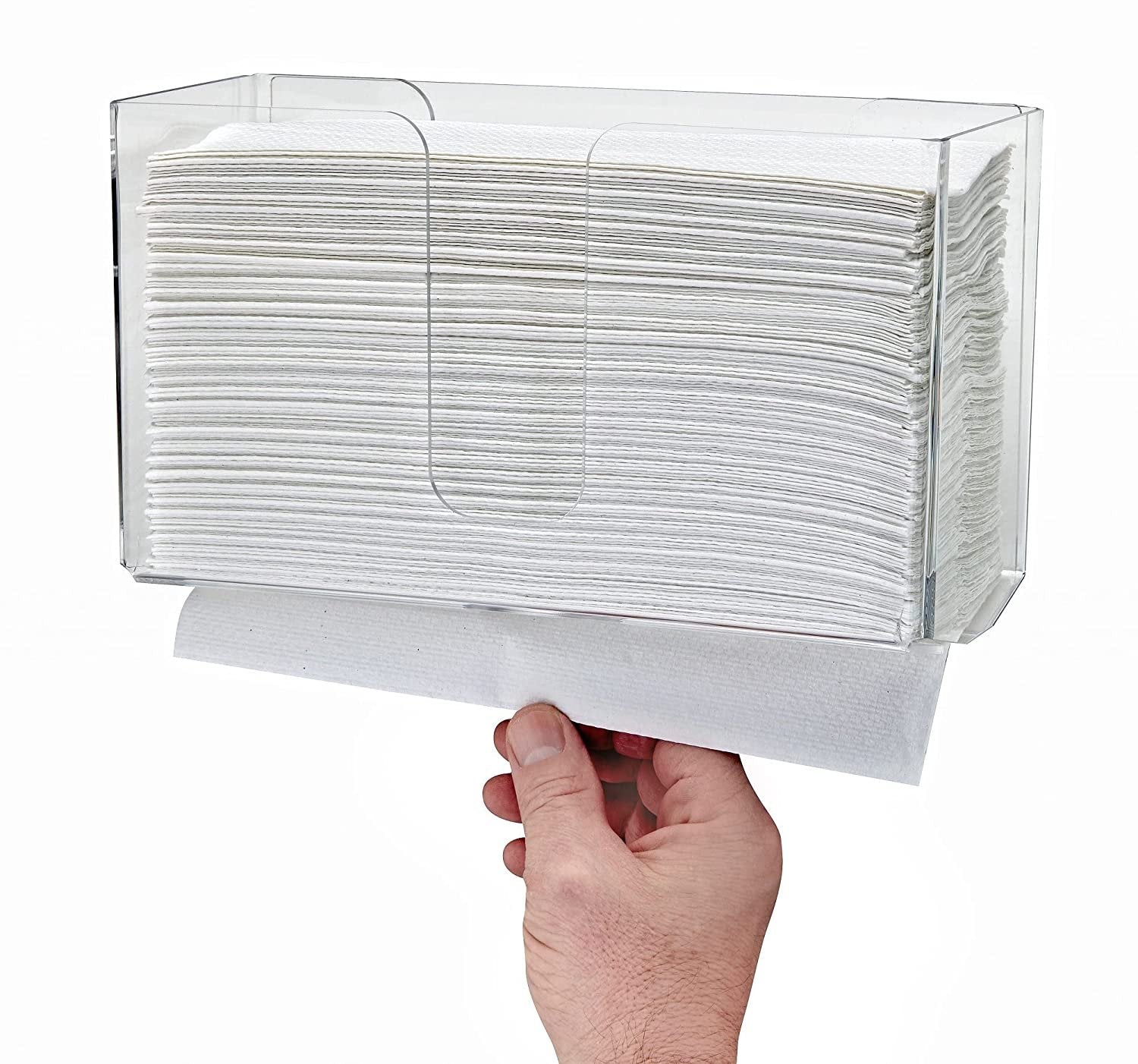 Alpine Industries Acrylic Wall-Mounted Paper Towel Dispenser - Single or Multiple Towel Retrieval - Bi Fold and C Fold (Clear)