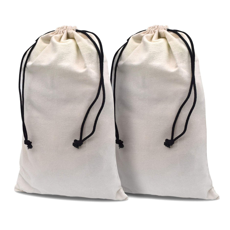 2-Pack Beige Shoe Dust Bags - Drawstring Closure, 12.5x20.5, Washable Cotton - Travel, Storage