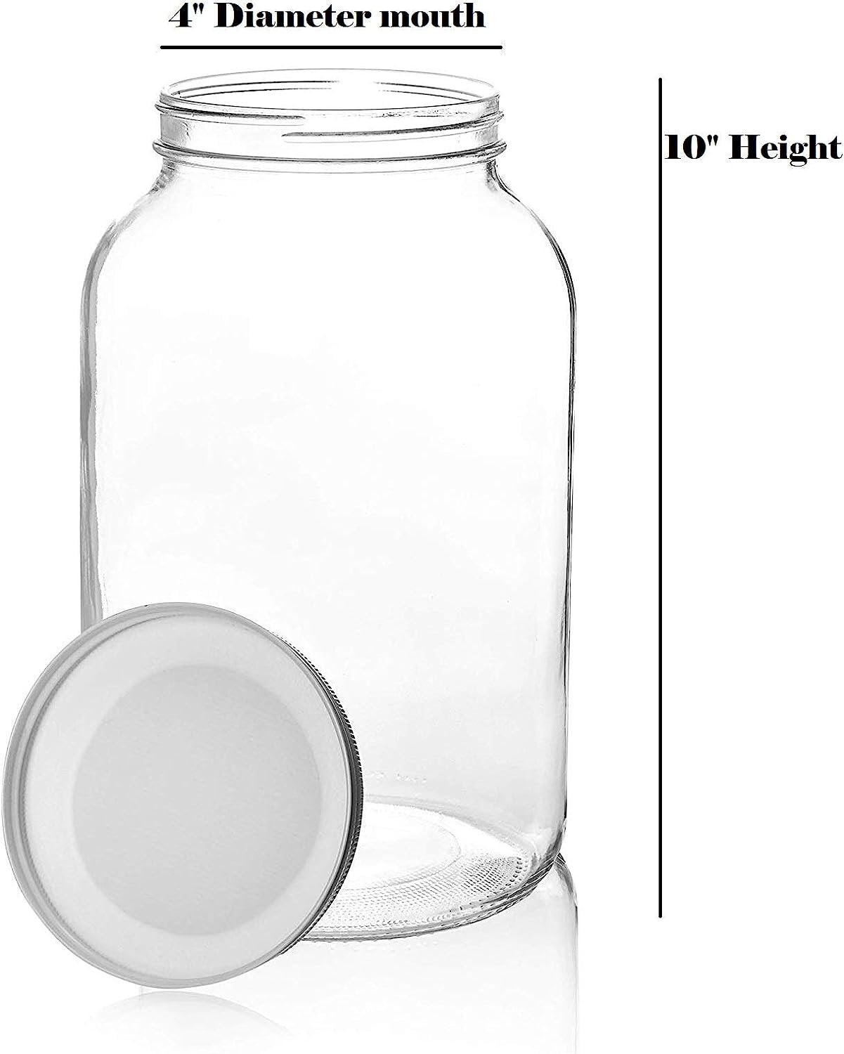2 Pack - 1 Gallon Glass Mason Jar Wide Mouth with Airtight Metal Lid - Safe for Fermenting Kombucha Kefir - Pickling, Storing and Canning- BPA-Free Dishwasher Safe- Made in USA By Kitchentoolz