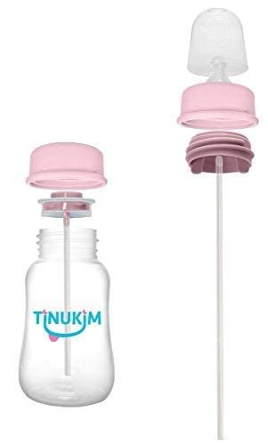 Tinukim iFeed Self-Feeding Baby Bottle 4oz - Handless, Anti-Colic Nursing System - Pink (2-Pack, Size 2 Count) - Free Shipping
