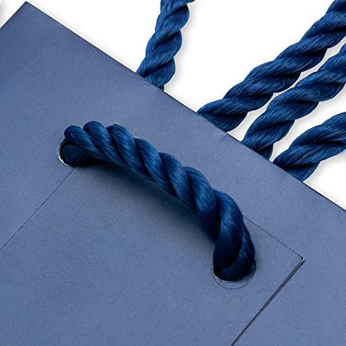 Mini Gift Bags - 12 Pack Navy Royal Blue Extra Small Gift Bags with Handles, Paper Totes for Christmas & Holiday Gift Wrap, Birthday Party Favor Bags for Boys & Men, Baby Showers, in Bulk - 4x2.75x4.5