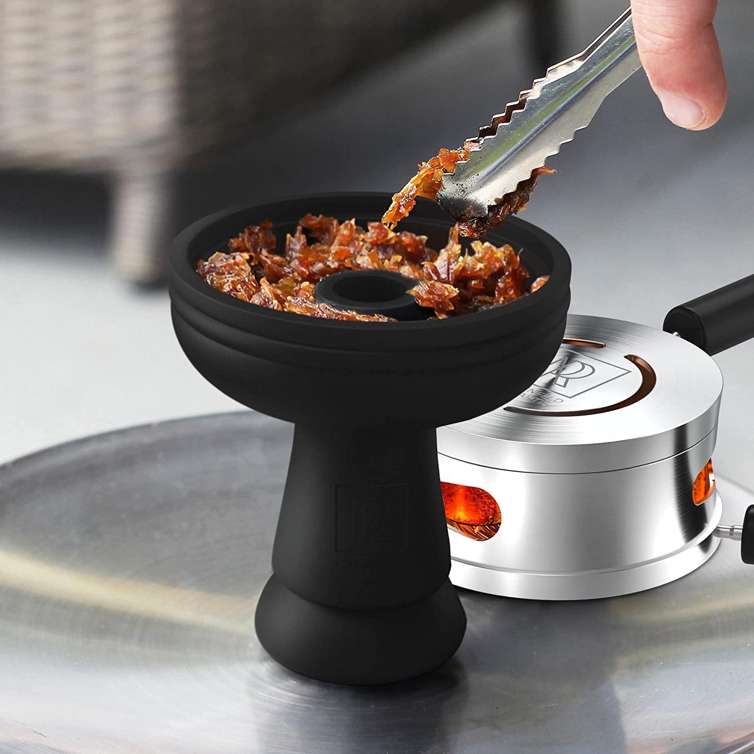 Premium Silicone Hookah Bowl Set - Phunnel Bowl, Hookah Tongs, Heat Management, Charcoal Holder & Cover - Black (1 Pack, Size 1)