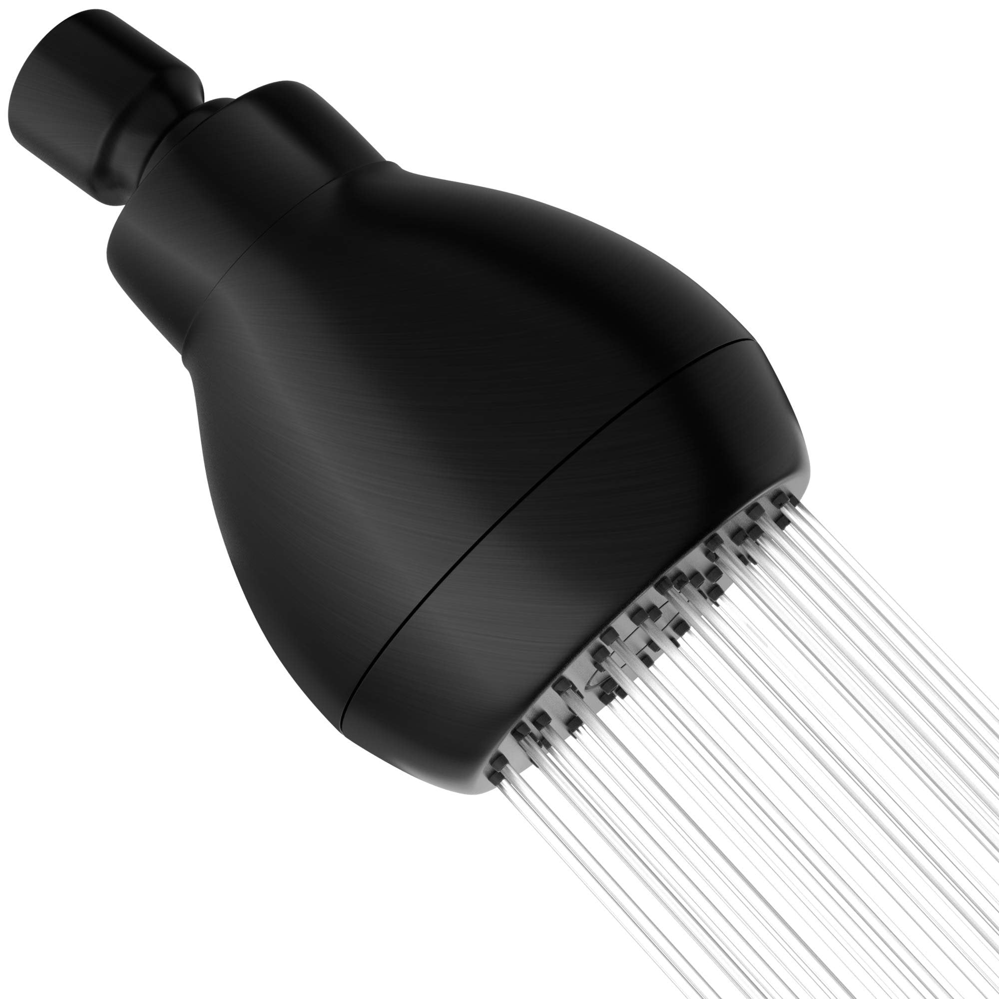 Matte Black High Pressure Shower Head - Strong Spray with Small Silicone Nozzles - 2.5 GPM Size - Universal Fit