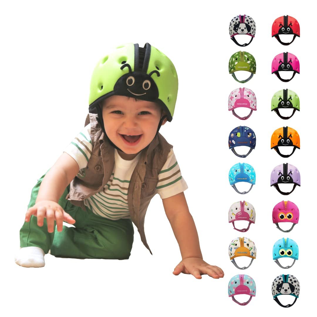SafeheadBABY Infant Safety Helmet Ladybird Green | Size 15.8-20.5 Inches | Lightweight & Adjustable