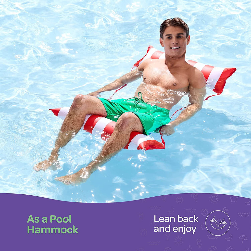Inflatable Pool Floats [2 Pack] All-in-one Hammock Pool Floats Adult S