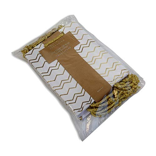 Gold Gift Bags - 12 Pack Medium, 7.5x3.5x9 Inch, Metallic Chevron, Polka Dot, & Stripe Prints, Free Shipping