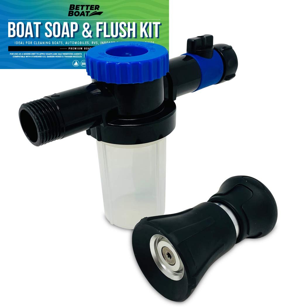 Car Wash Sprayer and Boat Engine Flush Kit | Water Hose Mixer to Get Salt Away and Off Your Boat and Flusher for Boat Motor Muffs on Outboards & Boats I/O and Soap Spray Car Cleaning Hose Adapter