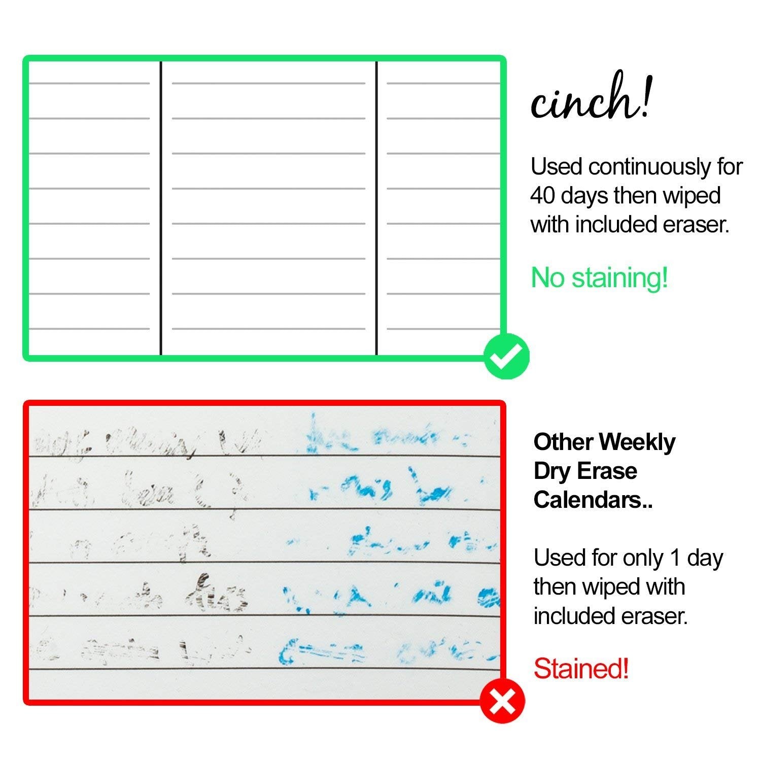 cinch! Magnetic Weekly Vertical Whiteboard 17x12 - Meal Planner with 4 Markers & Eraser - Free Shipping