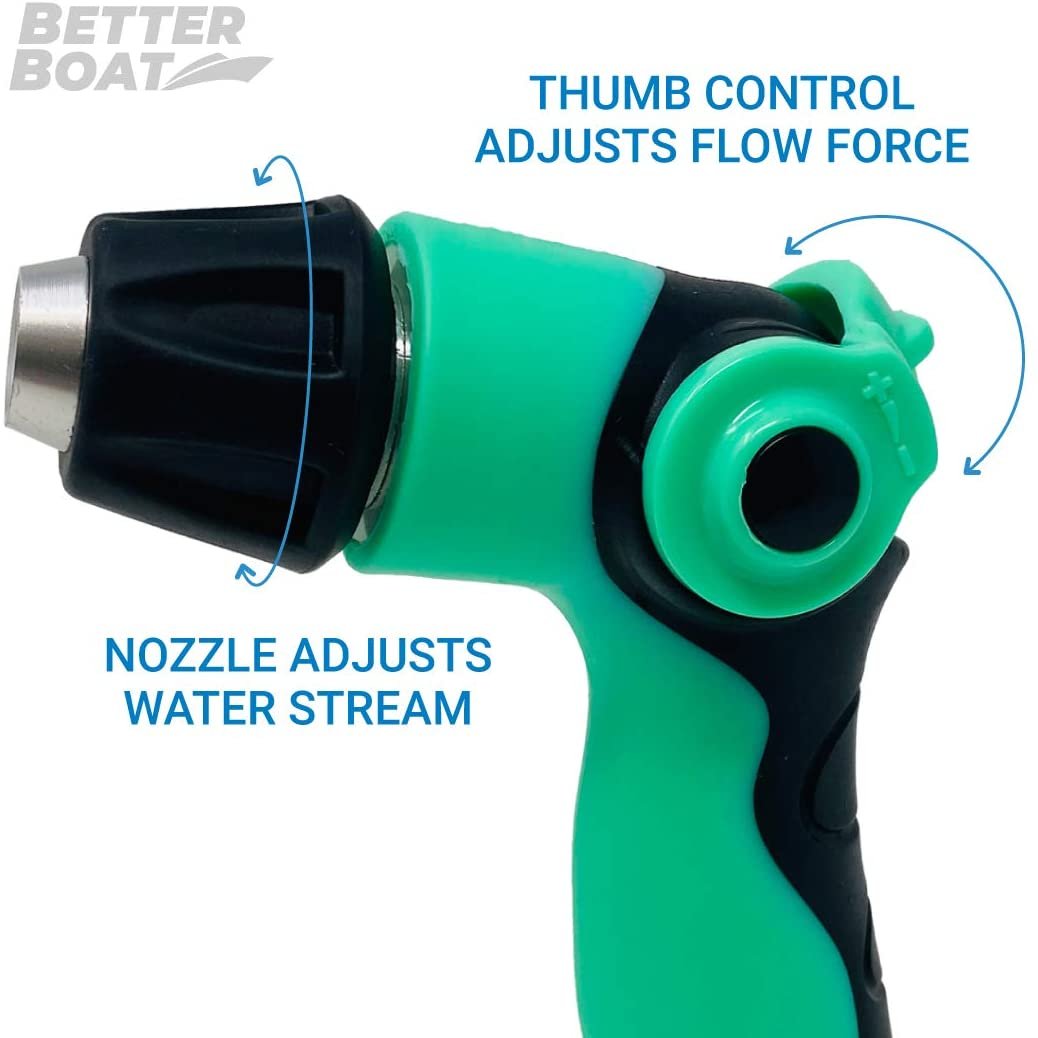 High-Pressure Water Hose Nozzle Sprayer - Heavy-Duty Outdoor Marine Grade Washdown Spray Gun for Gardening, Boats, Car, RV, and Auto - Wide & Thin Head, Free Shipping & Returns