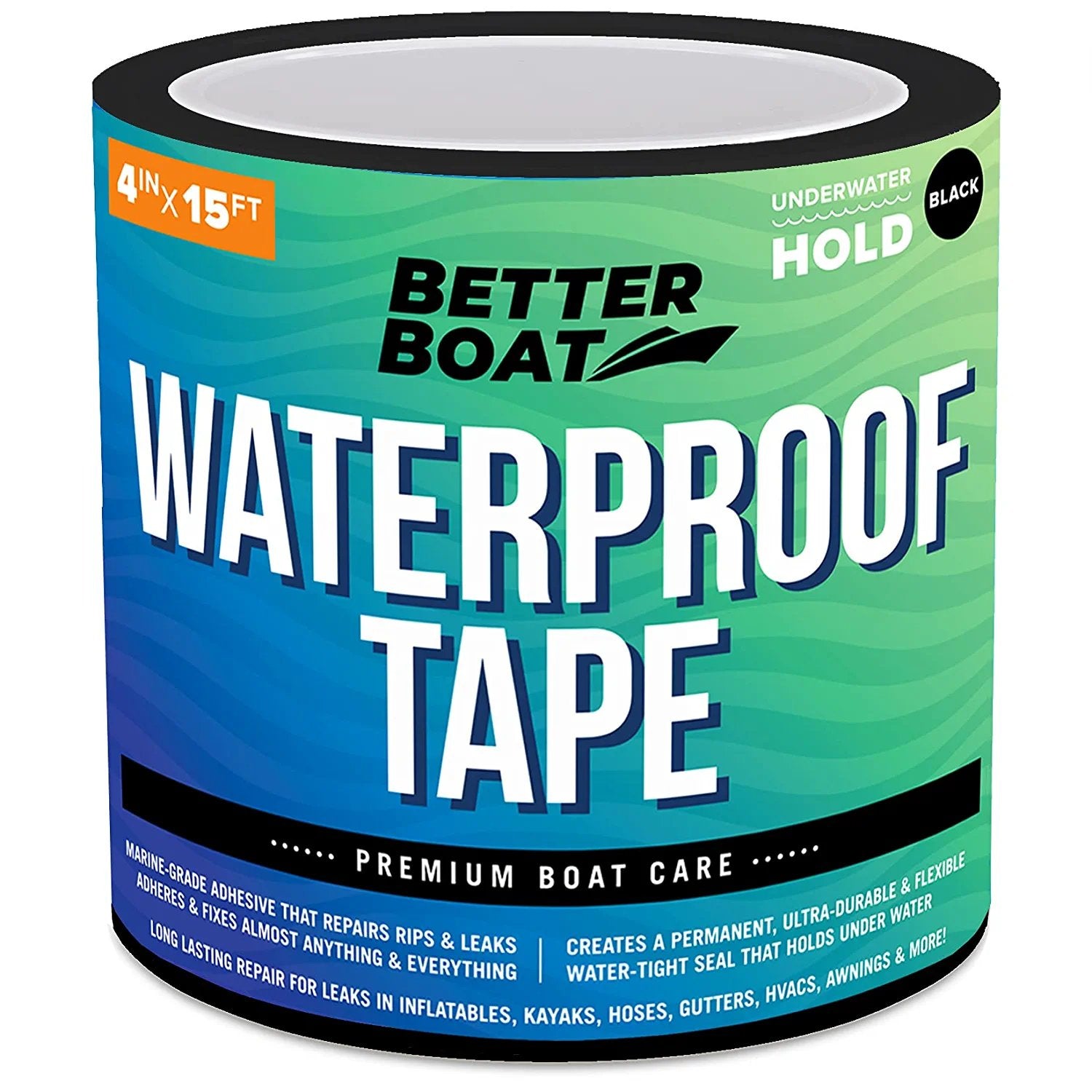 Black Waterproof Tape for Leaks Thick Heavy Duty Water Proof Tape Sealing Marine Grade Outdoor Pools, Gutter, Underwater, Stop Leak Seal Tape Waterproof Repair Patch & Seal Sealant 15 Feet x 4 Inches