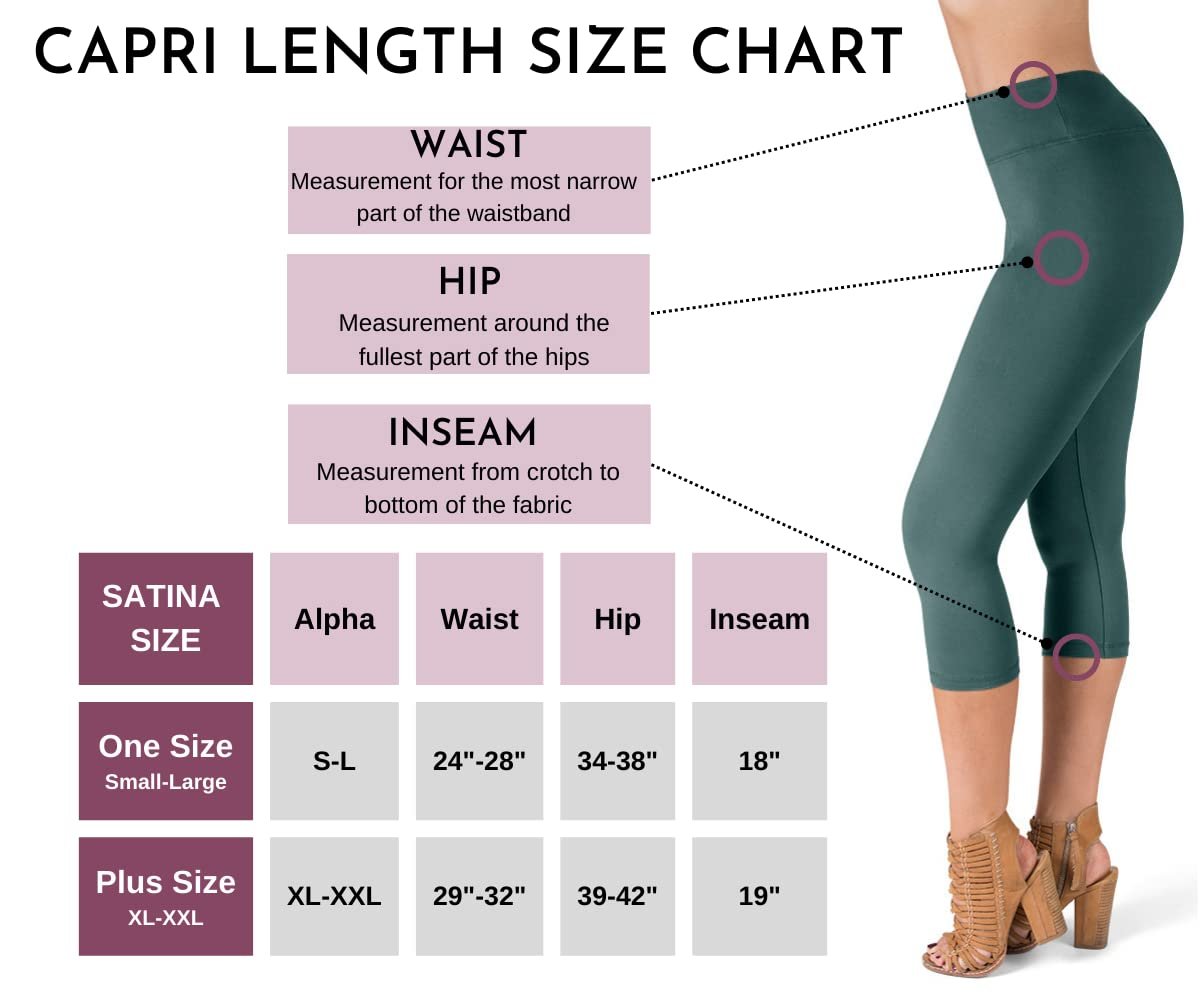 SATINA High Waisted Capri Leggings for Women - Capri Pants for Women - High Waist for Tummy Control - Sea Foam Capri Leggings for Yoga |3 Inch Waistband (One Size, Sea Foam)