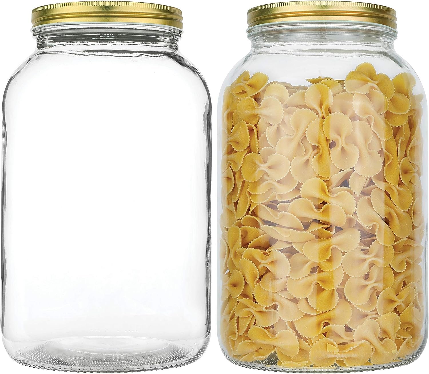 2 Pack - 1 Gallon Glass Mason Jar Wide Mouth with Airtight Metal Lid - Safe for Fermenting Kombucha Kefir - Pickling, Storing and Canning- BPA-Free Dishwasher Safe- Made in USA By Kitchentoolz