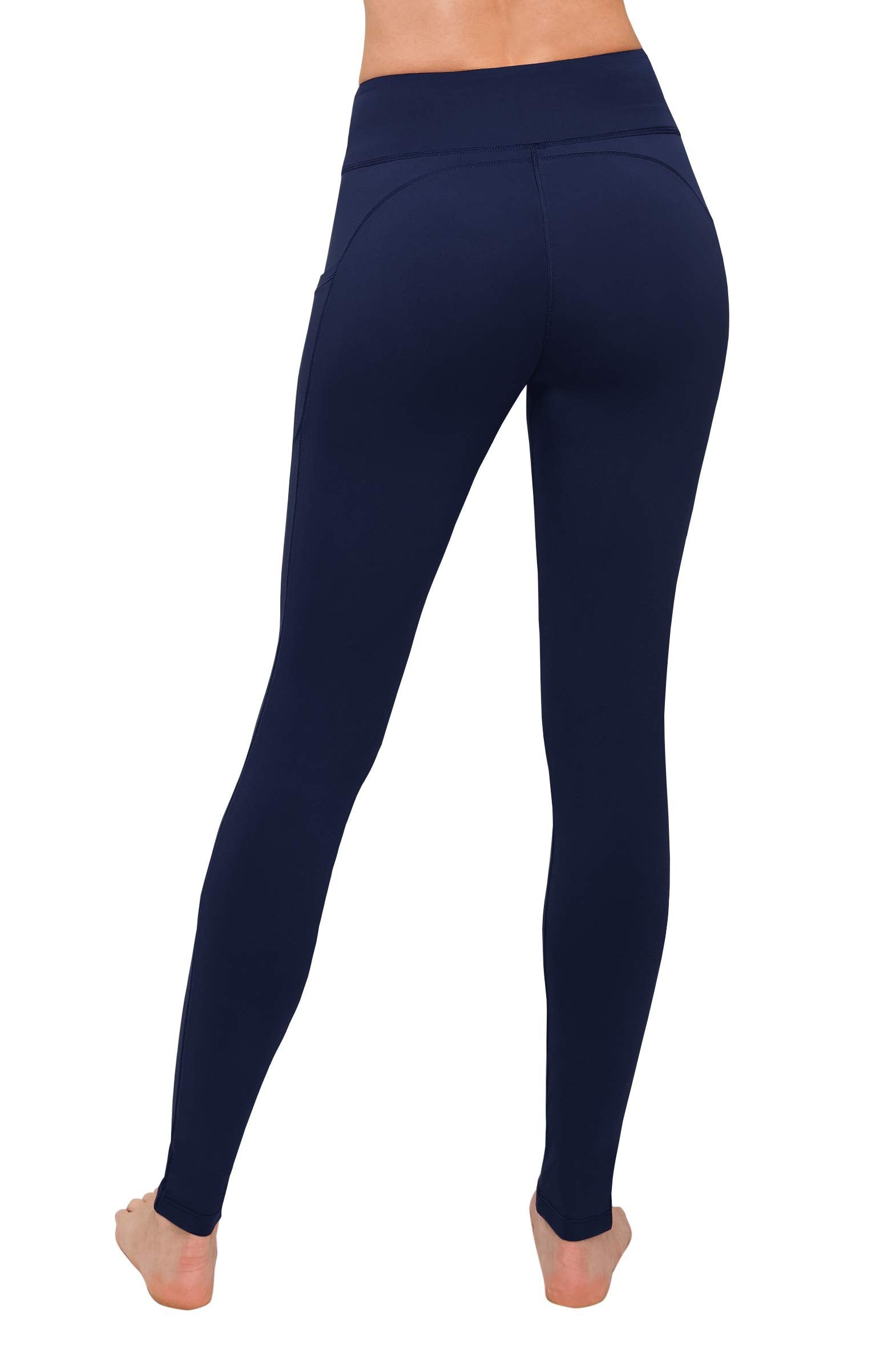 SATINA Navy Leggings Women High Waisted w/ Pockets | Plus Size 3 Waistband Yoga Workout Leggings