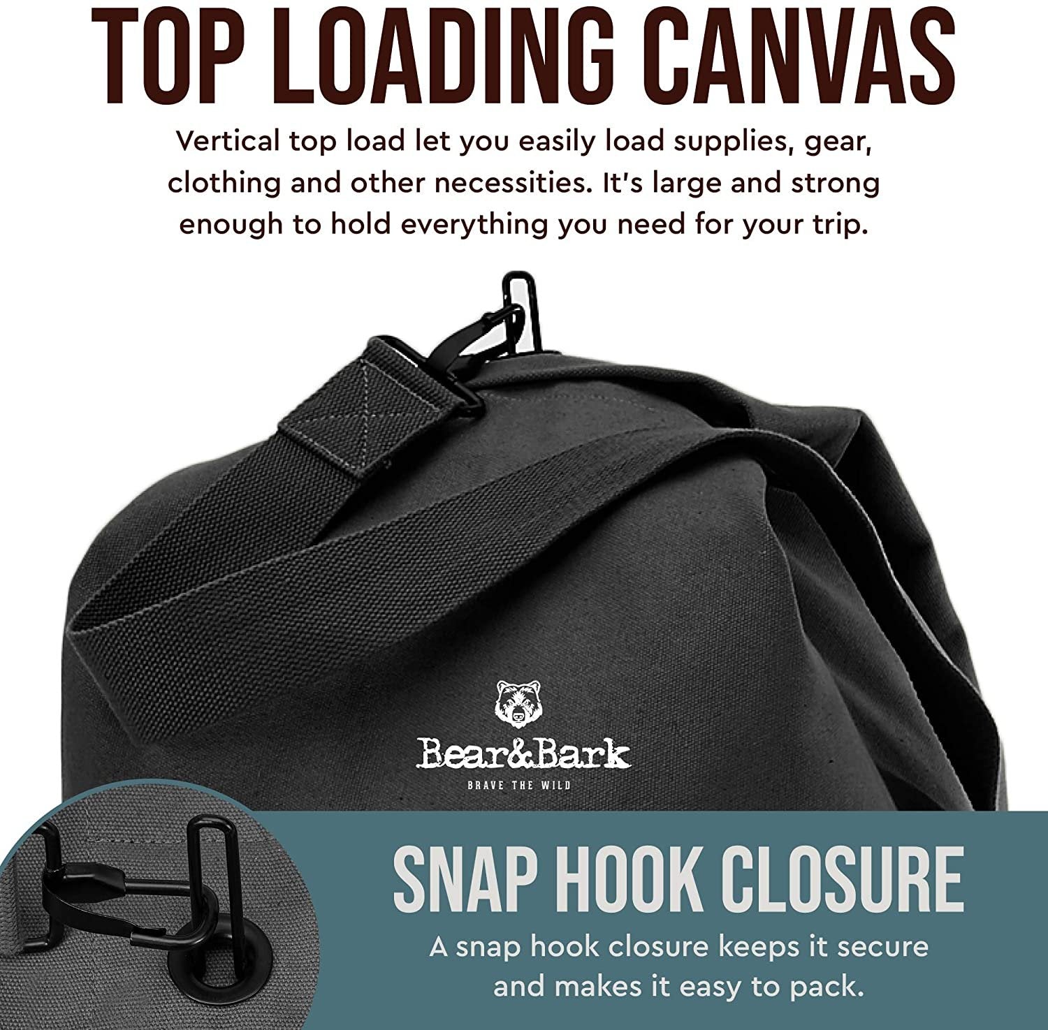 Top Loader Canvas Duffel Bag - Black 56"x32" - Military and Army Cargo Style Carryall Duffel for Men and Woman