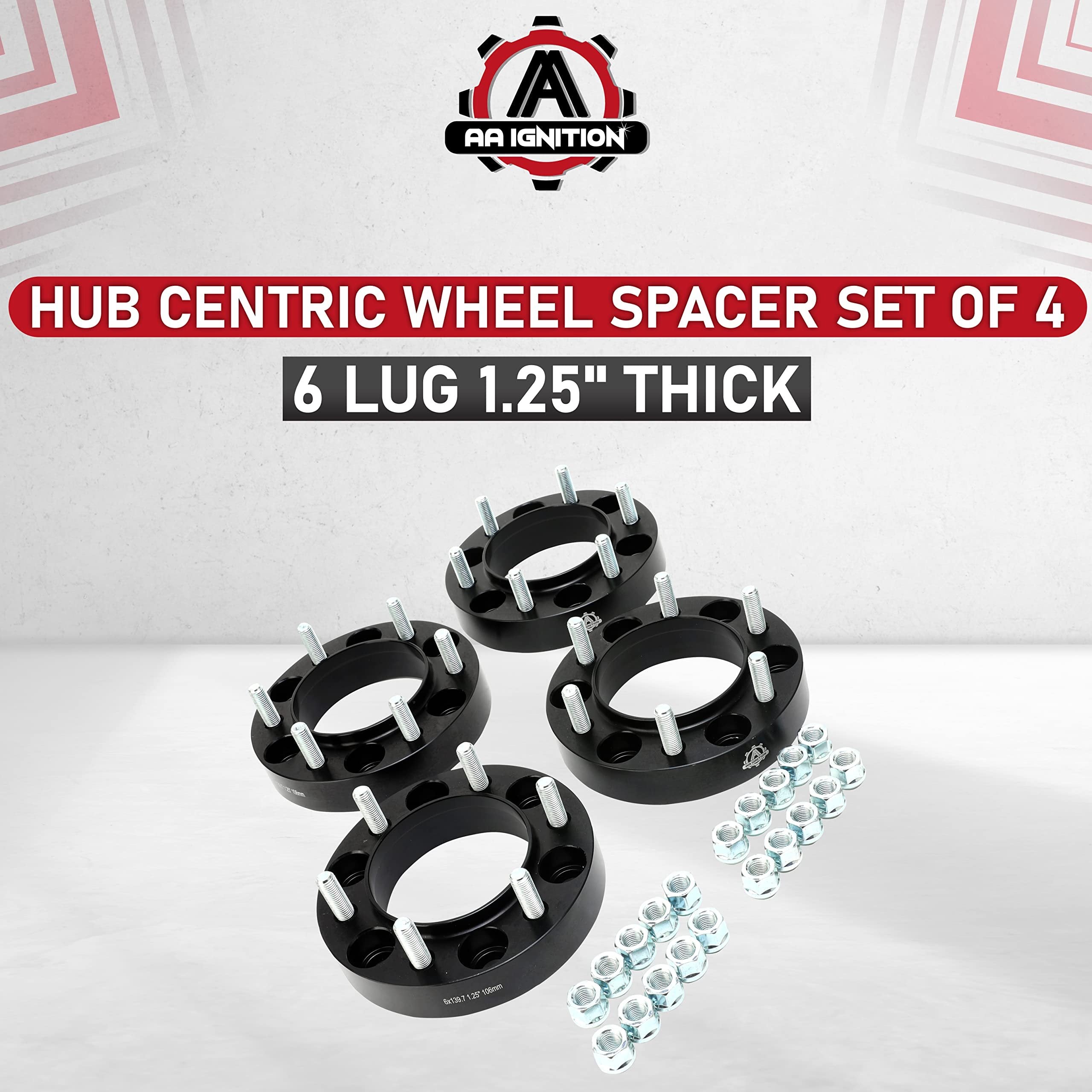 Hub Centric Wheel Spacer Set for Toyota - 6x5.5 | 1.25 Thick | Fits 4Runner, Tacoma, Tundra, Sequoia, FJ Cruiser