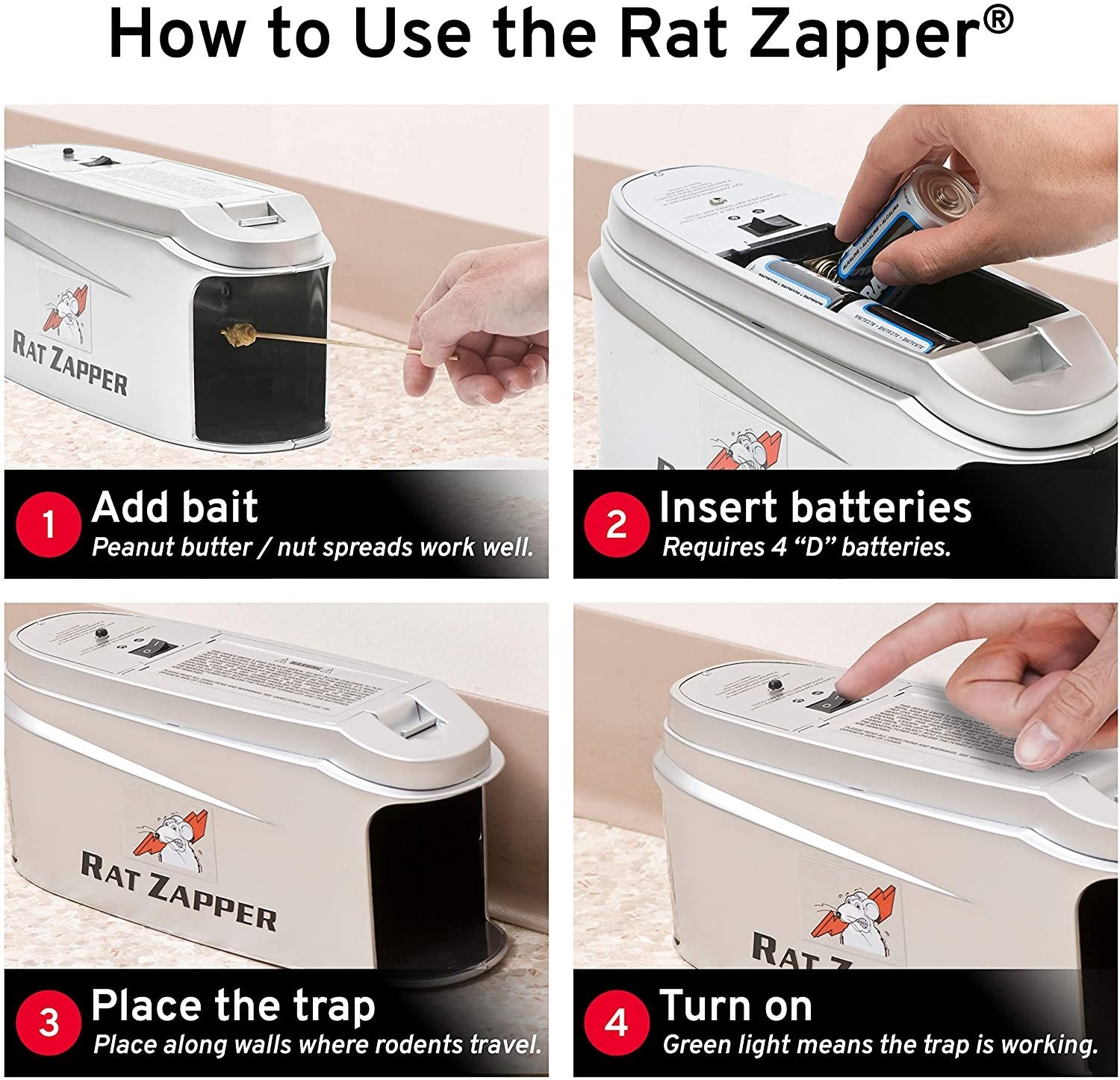 Rat Zapper Ultra RZU001-4 Electronic Rat Trap - Indoor, 1 Trap, Free Shipping