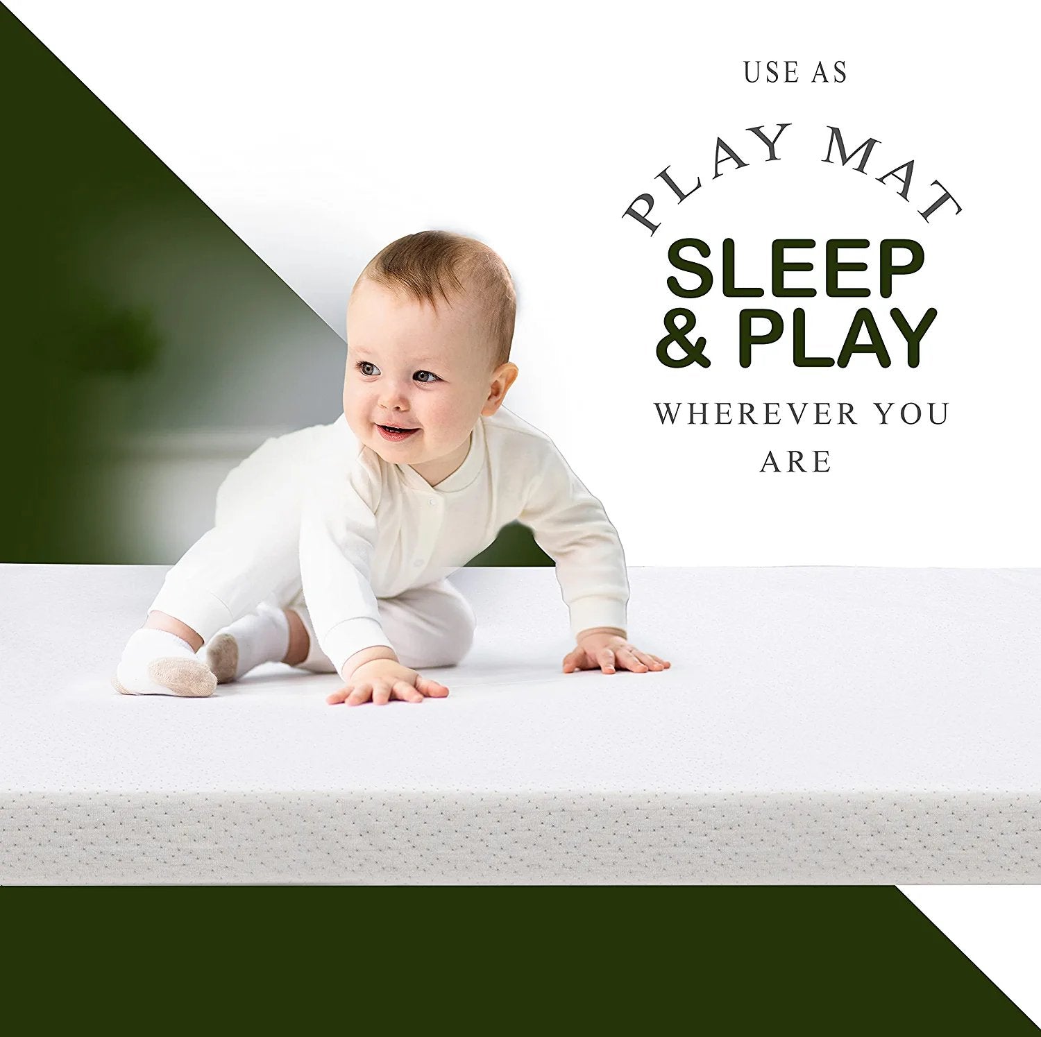 Organic Cotton Crib Topper | CertiPUR-US Ventilated 2-Inch Memory Foam Mattress Pad for Standard Baby Crib Toddler Bed w/Washable Waterproof Cover, Soft Padding, Nonslip Bottom, Travel Strap | 52x27