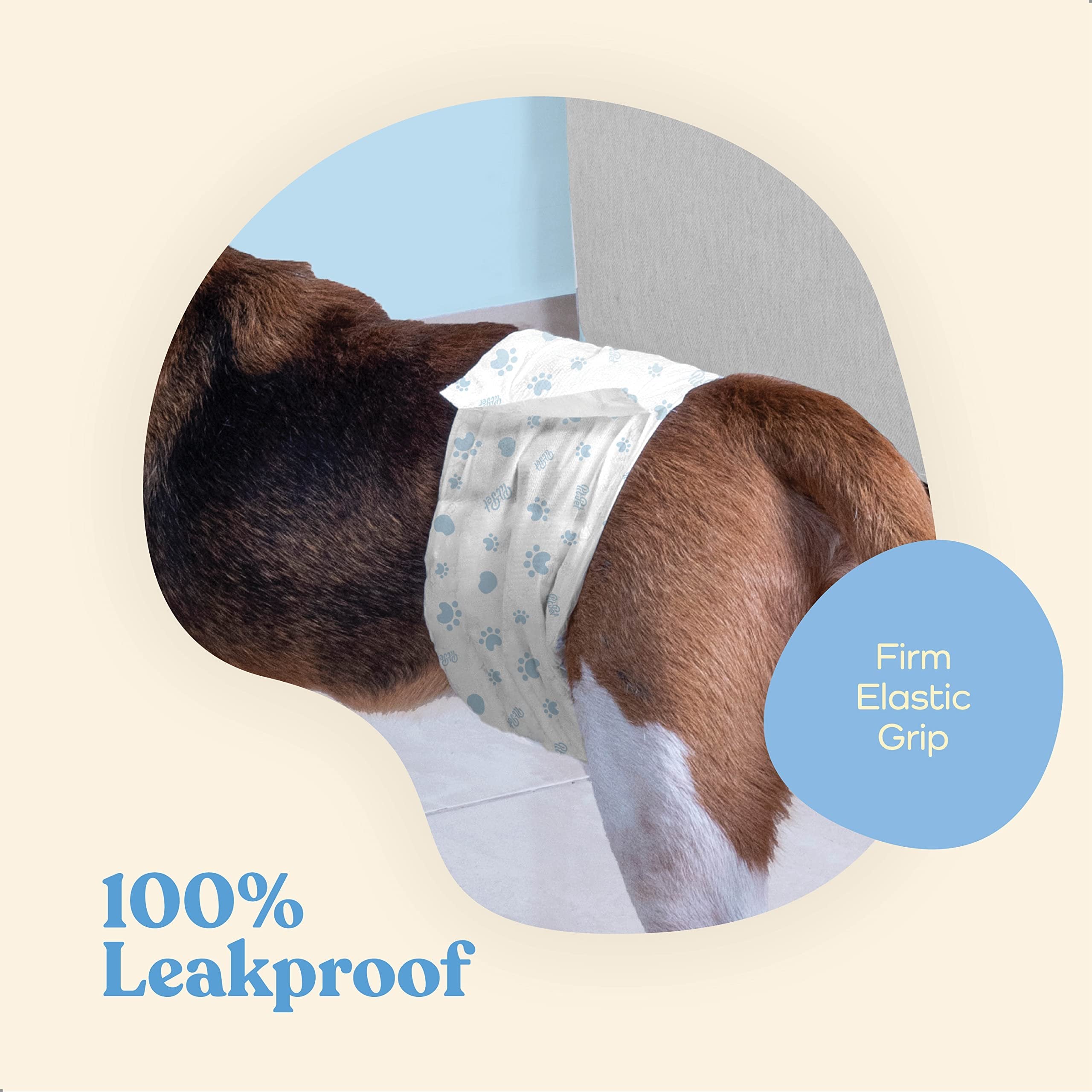Pitpet Male Dog Diapers - 24-Pack Medium White Disposable Wraps - Super Absorbent with FlashDry Gel Technology & Wetness Indicator - Leakproof Belly Wraps for Incontinence & Excitable Urination