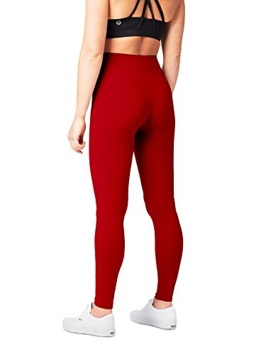 SATINA High Waisted Leggings for Women - Workout Leggings for Regular & Plus Size Women - Red Leggings Women - Yoga Leggings for Women |3 Inch Waistband (Plus Size, Red)