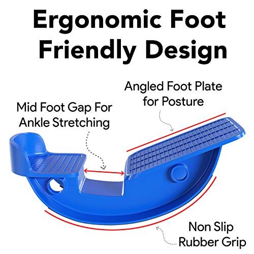 ProHeal Foot Rocker Calf Stretcher with Spiked Ball Massager - for Plantar Fasciitis, Achilles Tendonitis - Calf, Foot, Heel, and Ankle Stretcher - Lower Leg Pain Relief - Blue with Yellow Ball