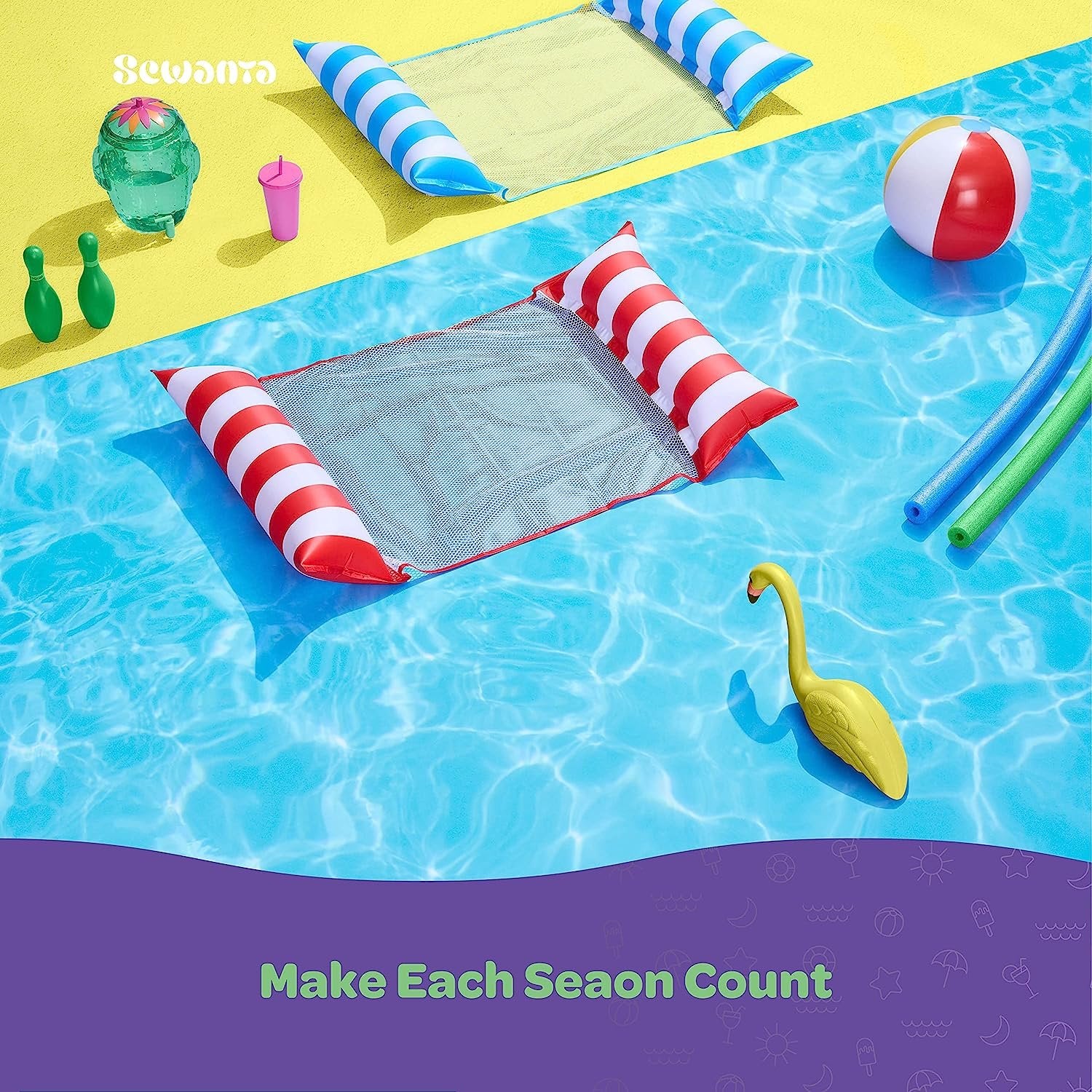 Fewile 4-in-1 Aufblasbare Pool Hängematte – Mehrzweck-Liege Für Schwimmbad, Strand & Garten