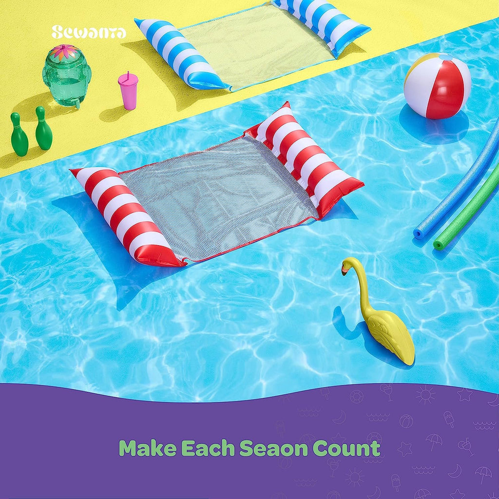 Inflatable Pool Floats [2 Pack] All-in-one Hammock Pool Floats Adult S