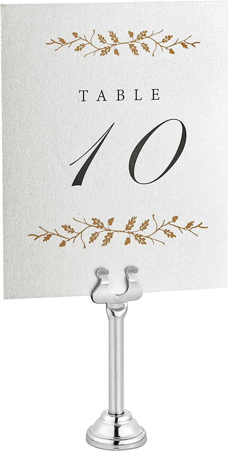 Alpine Industries 3" Harp Style Place Card Holder - Table Card Holder - Tabletop Menu Holder - Table Number Holder -Great for Restaurants, Weddings Banquets - Silver (24 Pack)