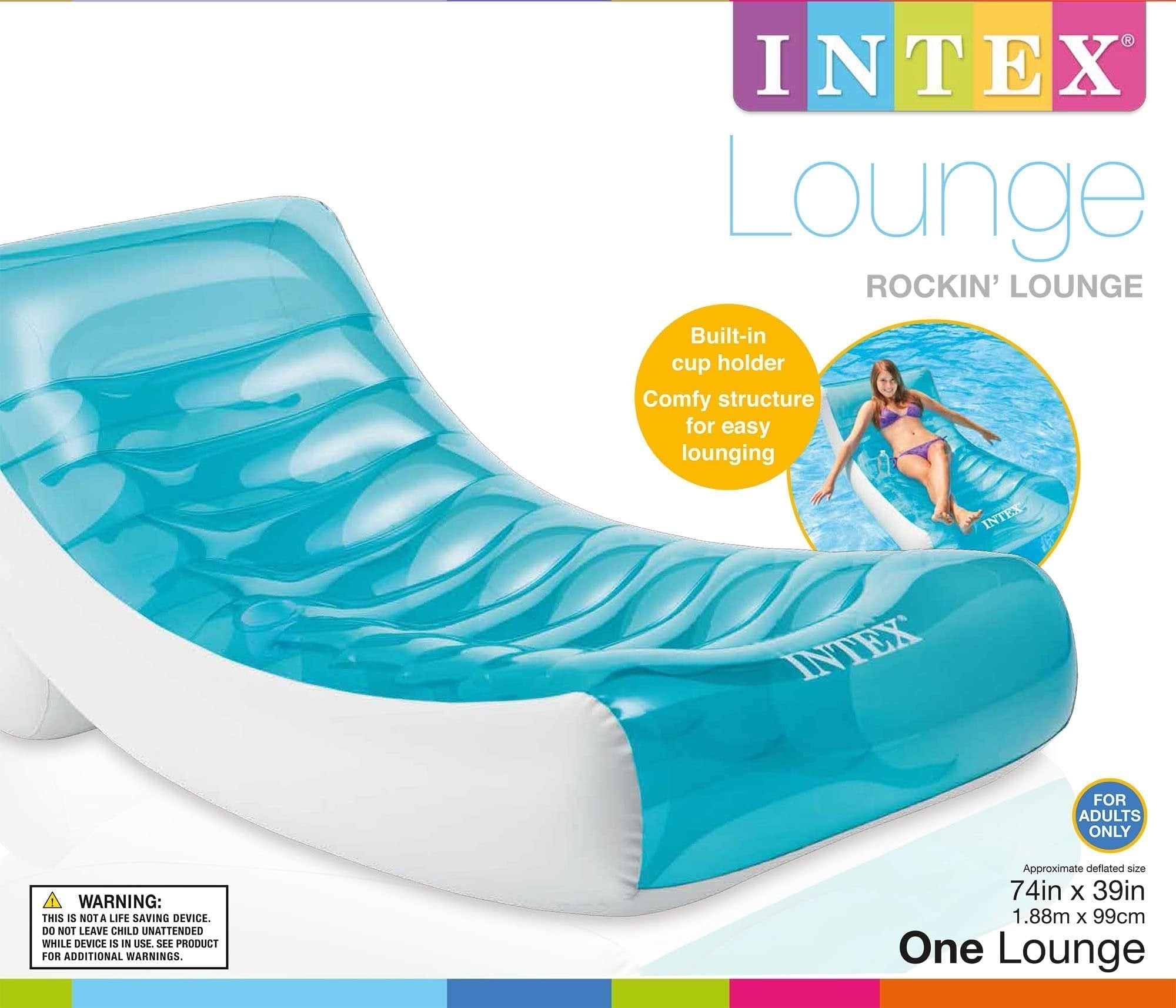 Intex Rockin' Inflatable Lounge, 74" X 39"