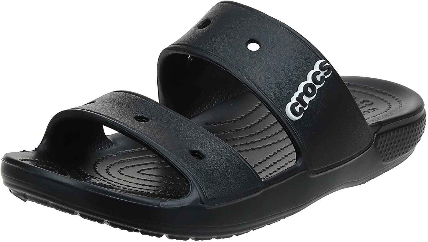 Crocs Unisex Classic Two-Strap Slide Sandals, Black, 10 US Men