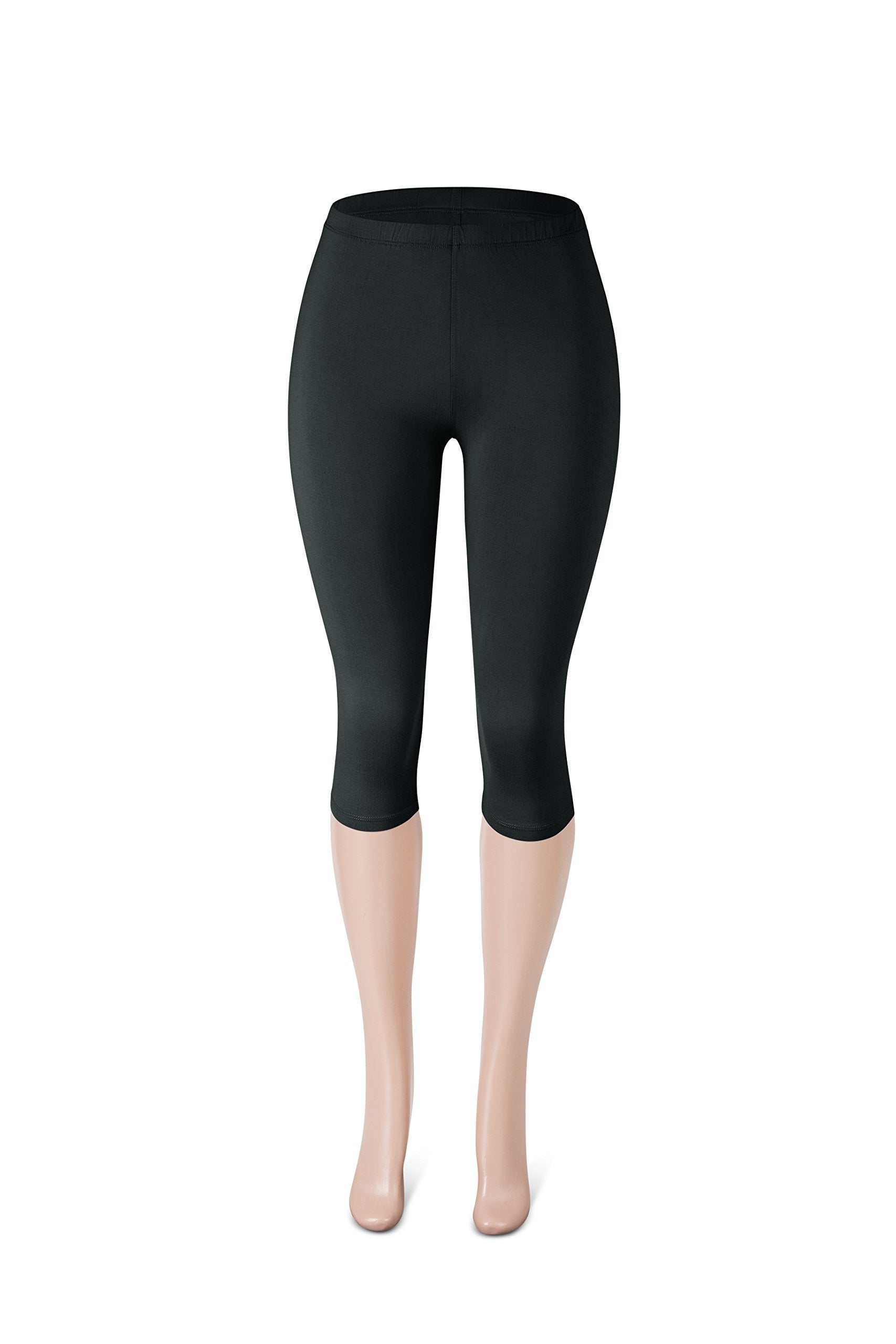NEW SATINA Women's High Waisted Leggings | Full Length | One Size | 01 Capri Black