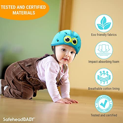 SafeheadBABY Infant Safety Helmet, Expandable & Adjustable, Dino Green,Ultra-Lightweight