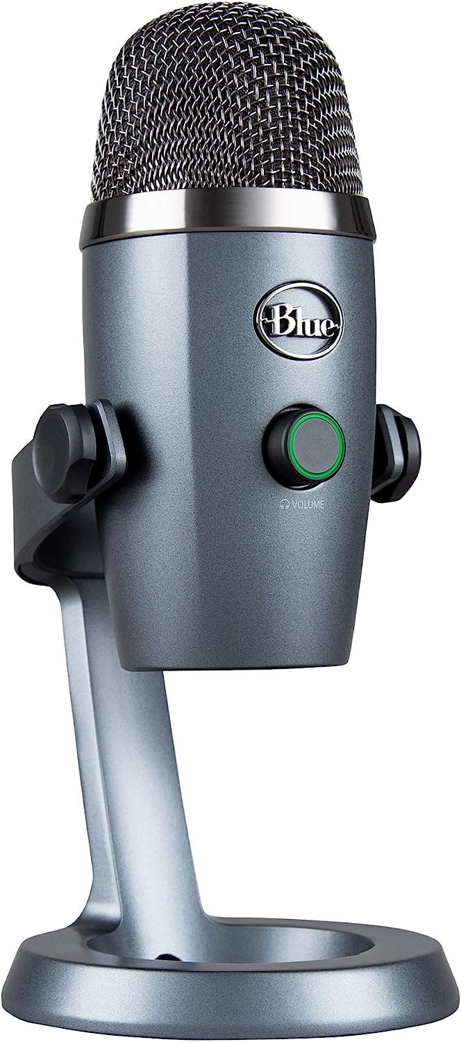 Logitech for Creators Blue Yeti Nano Premium USB Microphone for PC, Mac, Gaming,Recording,Streaming,Podcasting,Condenser Mic with Blue VO!CE Effects, Cardioid&Omni, No-Latency Monitoring-Shadow Grey