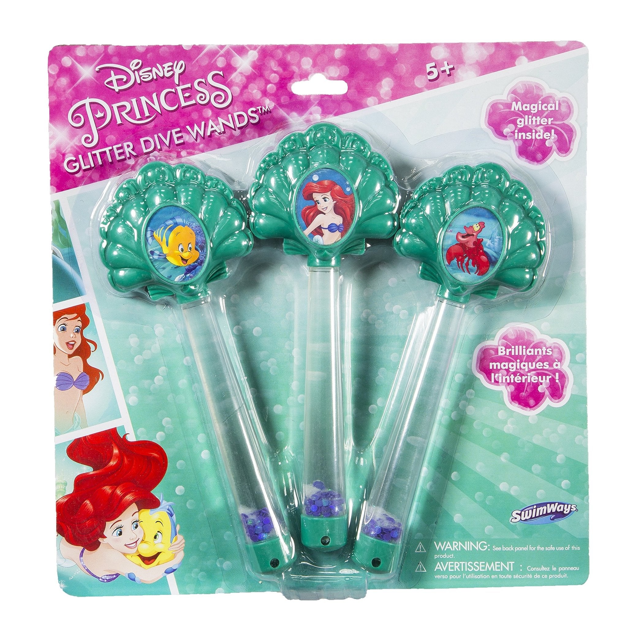 SwimWays Disney Princess Ariel Glitter Dive Wands - Pack of 3 , Green