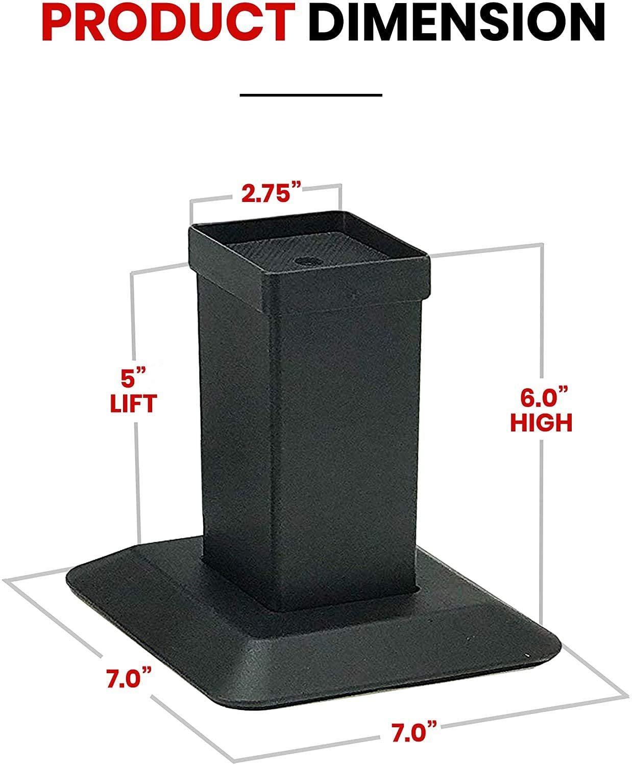 iPrimio Aluminum Bed Risers - Heavy Duty Metal, 5 Inch Lift, 4 Pack, U