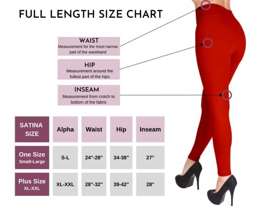 SATINA High Waisted Leggings for Women - Workout Leggings for Regular & Plus Size Women - Red Leggings Women - Yoga Leggings for Women |3 Inch Waistband (Plus Size, Red)