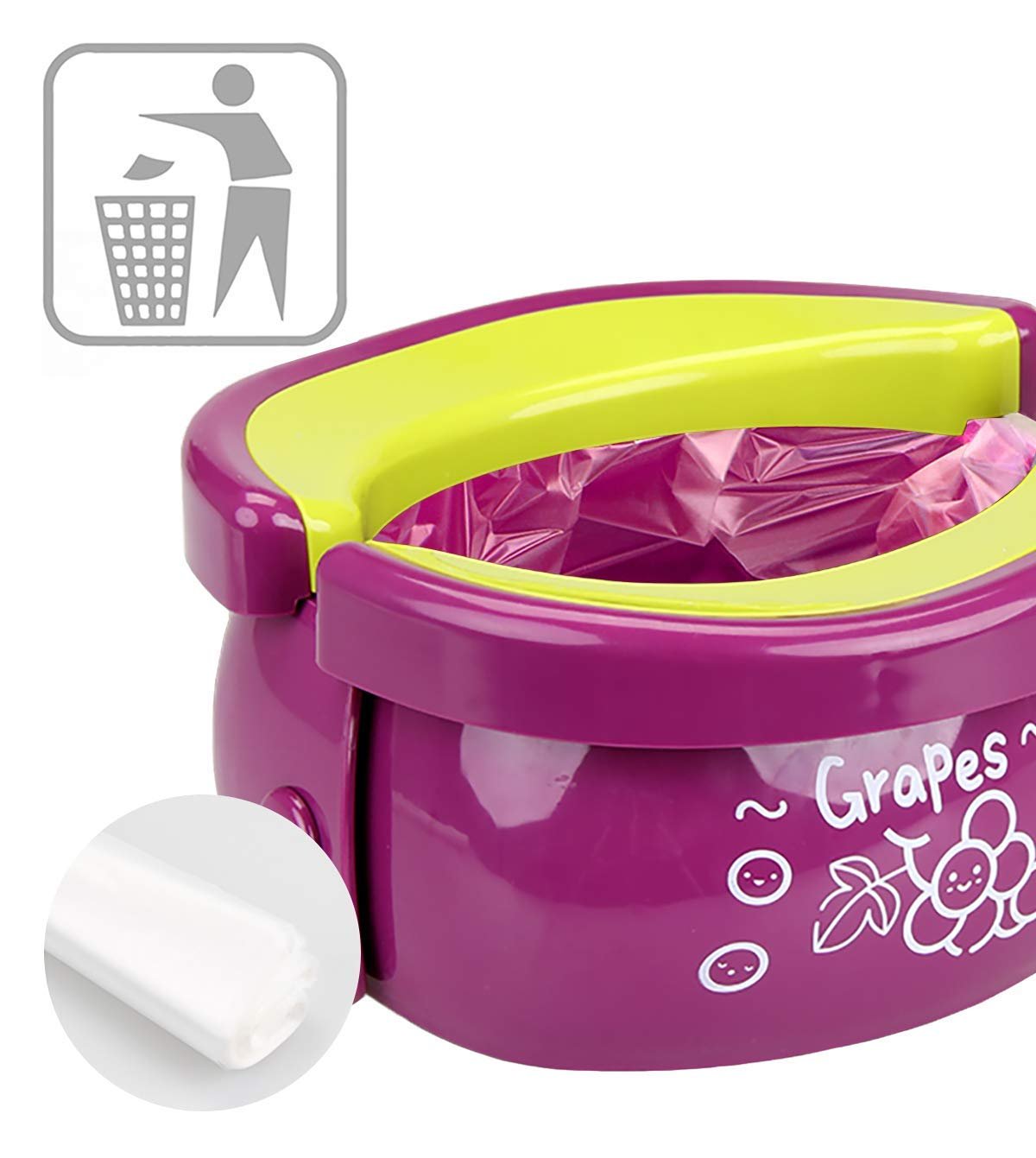 Tinukim Portable Potty 2-in-1 Travel Toilet Seat & Compact Potty Trainer for Baby, Toddlers & Kids with Splash Guard & Potty Liners