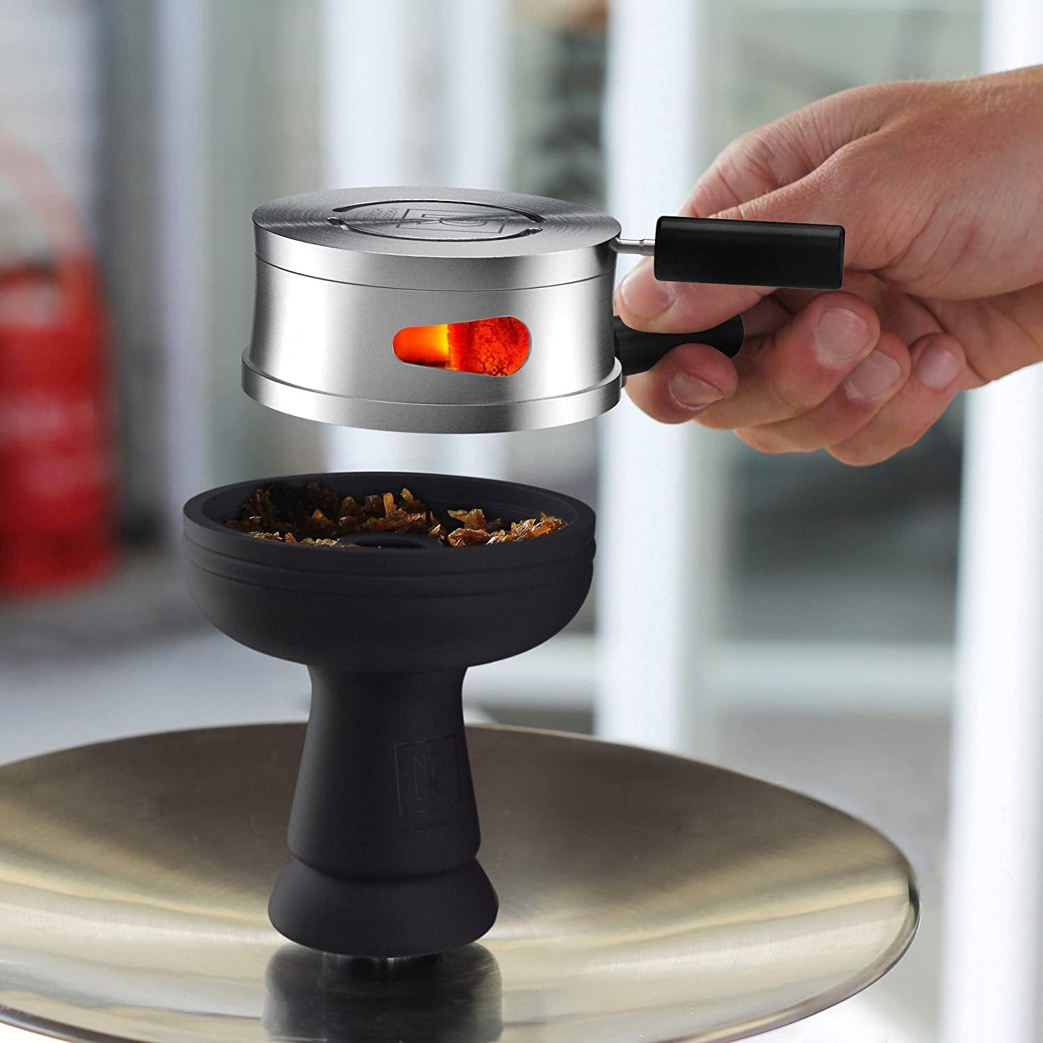 Premium Silicone Hookah Bowl Set - Phunnel Bowl, Hookah Tongs, Heat Management, Charcoal Holder & Cover - Black (1 Pack, Size 1)