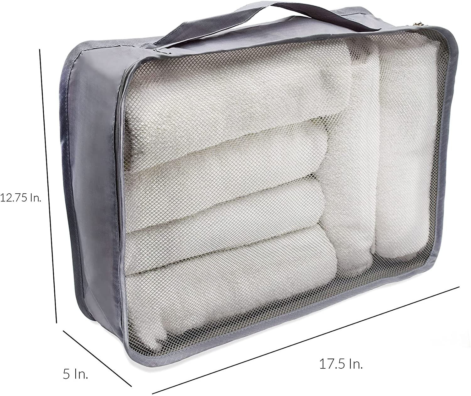 High-Capacity Gray Packing Cubes - 4 Pc Set, Large - Foldable, Lightweight Travel Organizers