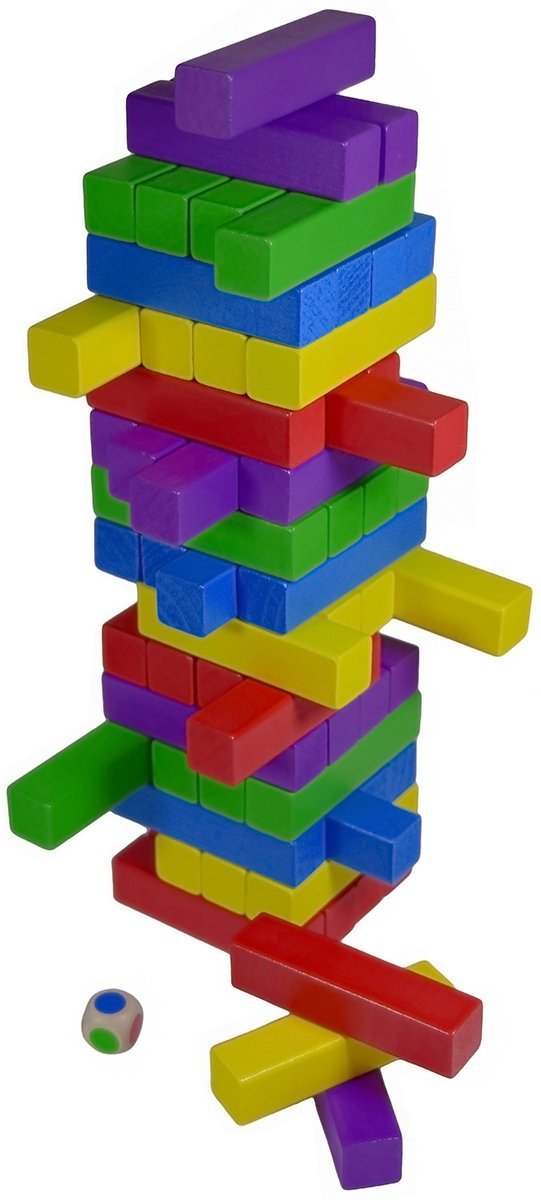 CoolToys Timber Tower Wooden Block Stacking Game Color Match 60 Pieces 1 Pack