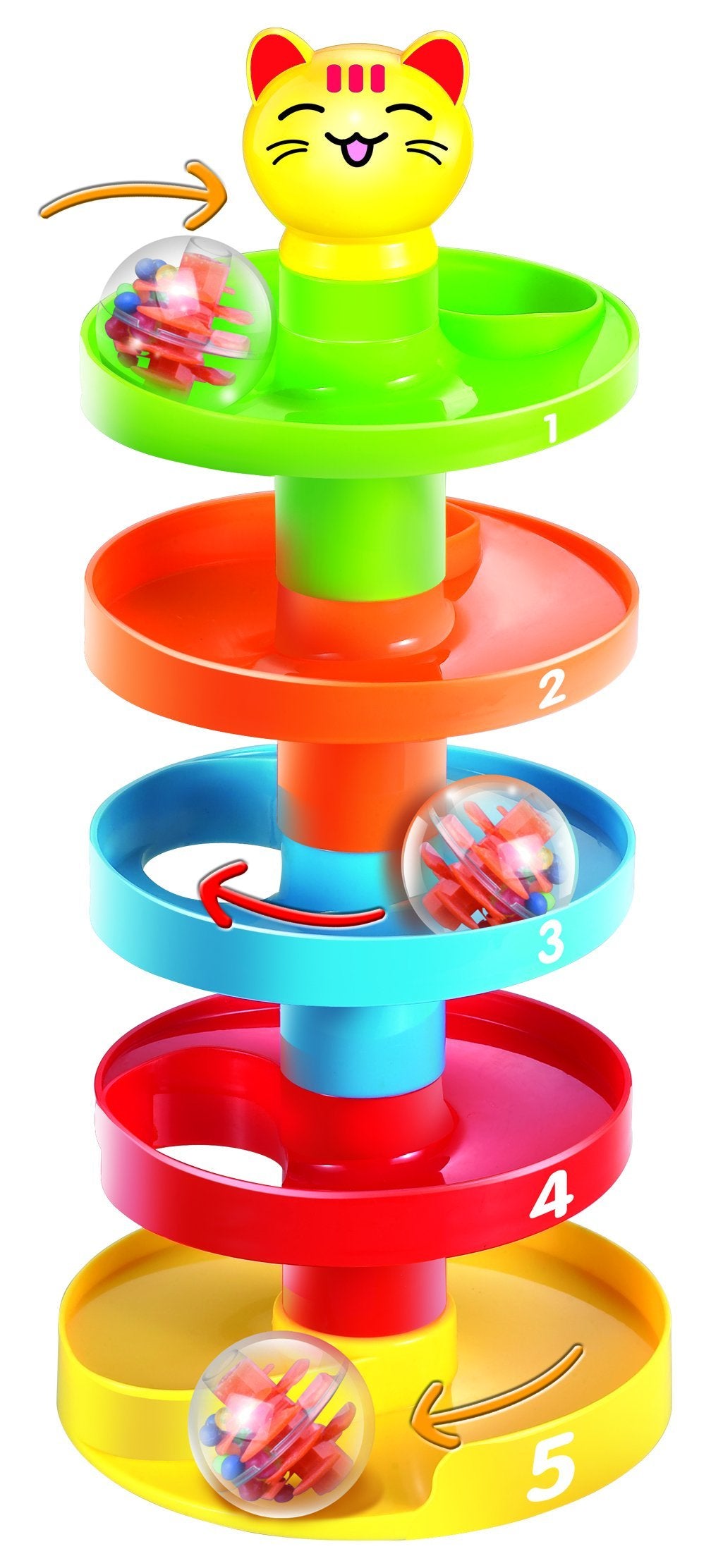 5 Layer Ball Drop Tower for Baby Development | Includes 3 Spinning Balls | Educational Toy