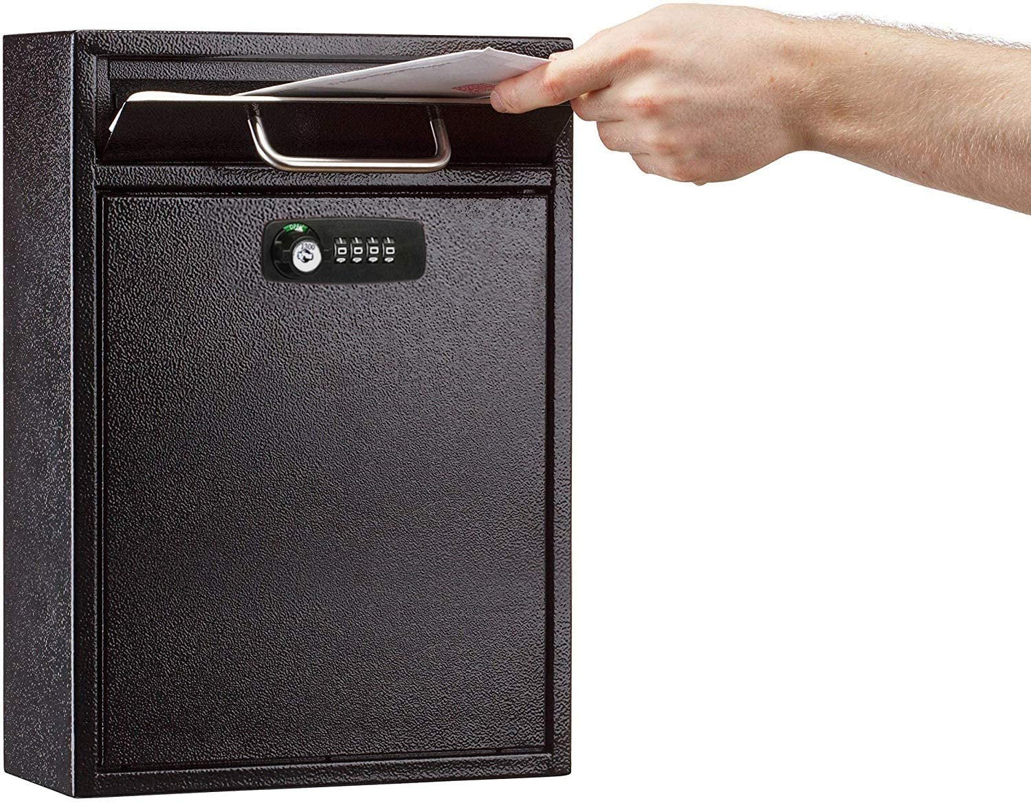 AdirOffice Ultimate Drop Box Wall-Mounted Mailbox - Hanging Secured Postbox - Durable Spacious Key - Perfect for After Hours Deposits Payments Key and Letter Drops (Large, Blue)